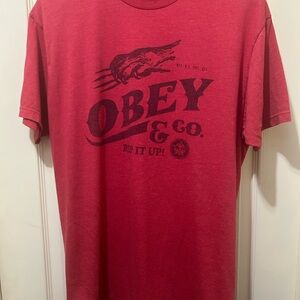 Obey Men's Red Graphic Logo Tee